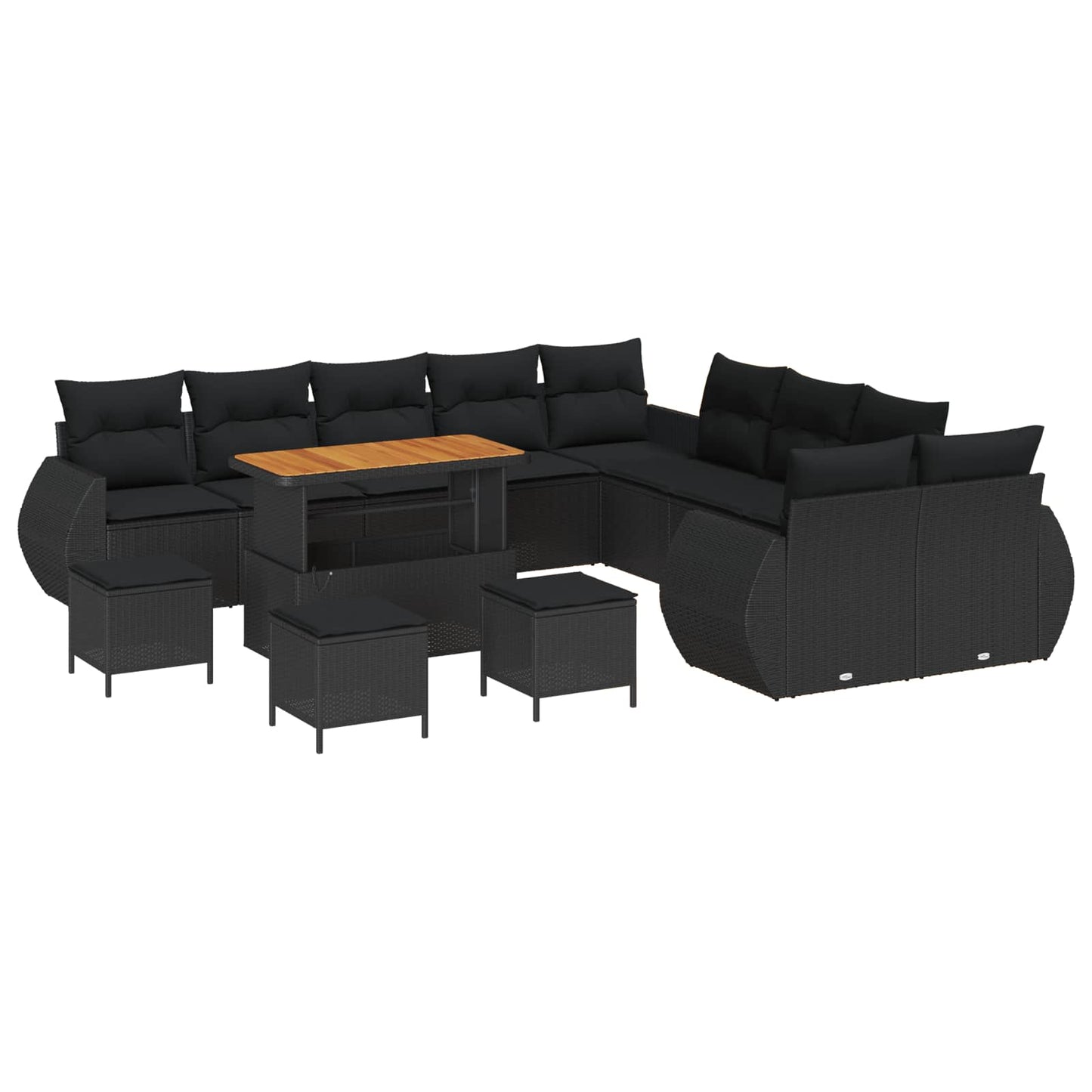 Garten-Sofa-Set mit Kissen mit Speicher 14 pcs Schwarz