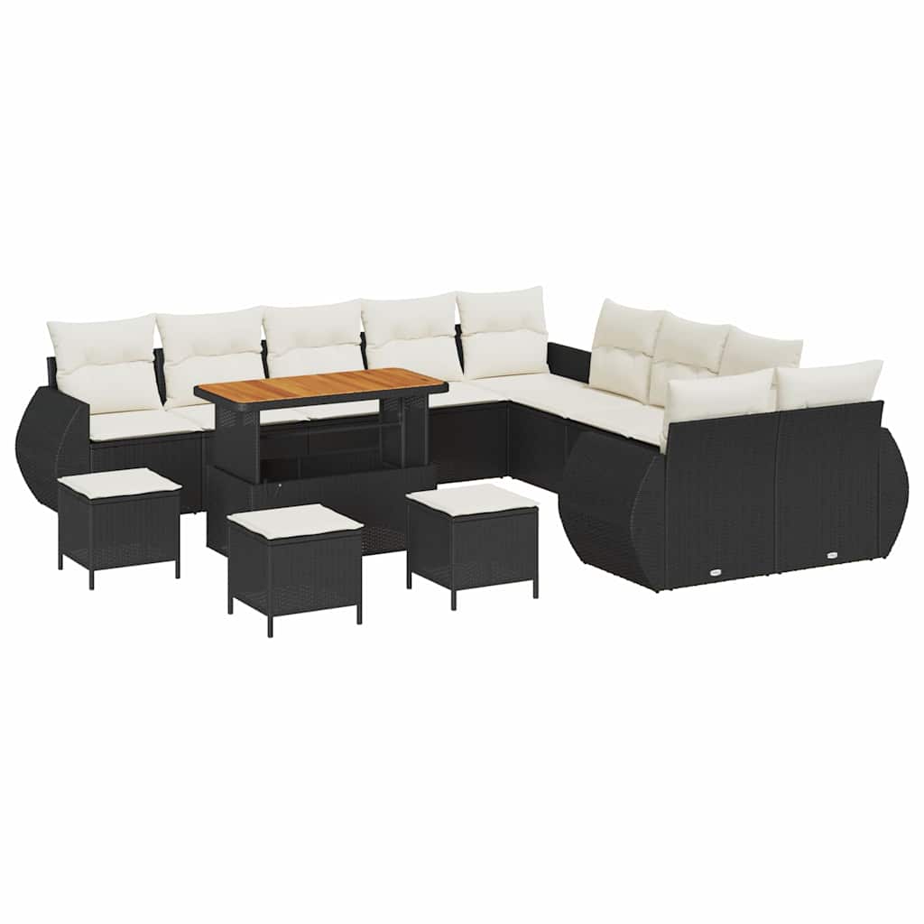 Garten-Sofa-Set mit Kissen mit Kissen 14 pcs Schwarz und Creme