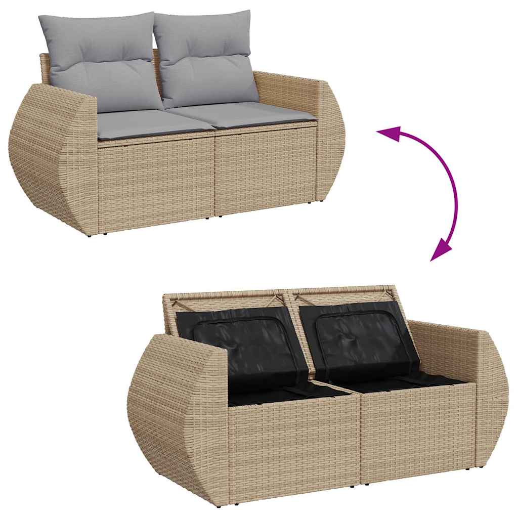 Garten-Sofa-Set mit Kissen 14 pcs Beige und Hellgrau