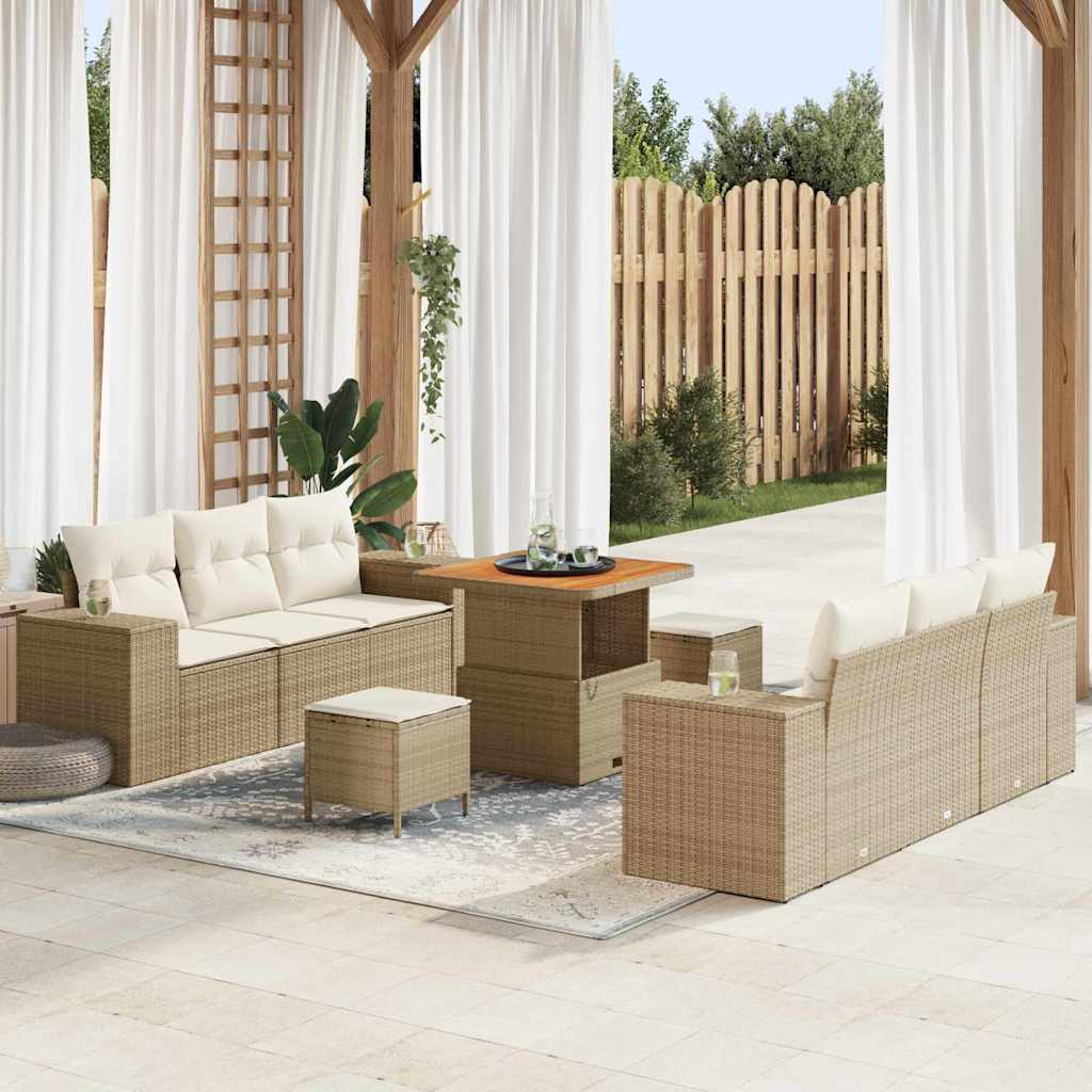 Gartensofa-set Beige und Creme Poly Rattan