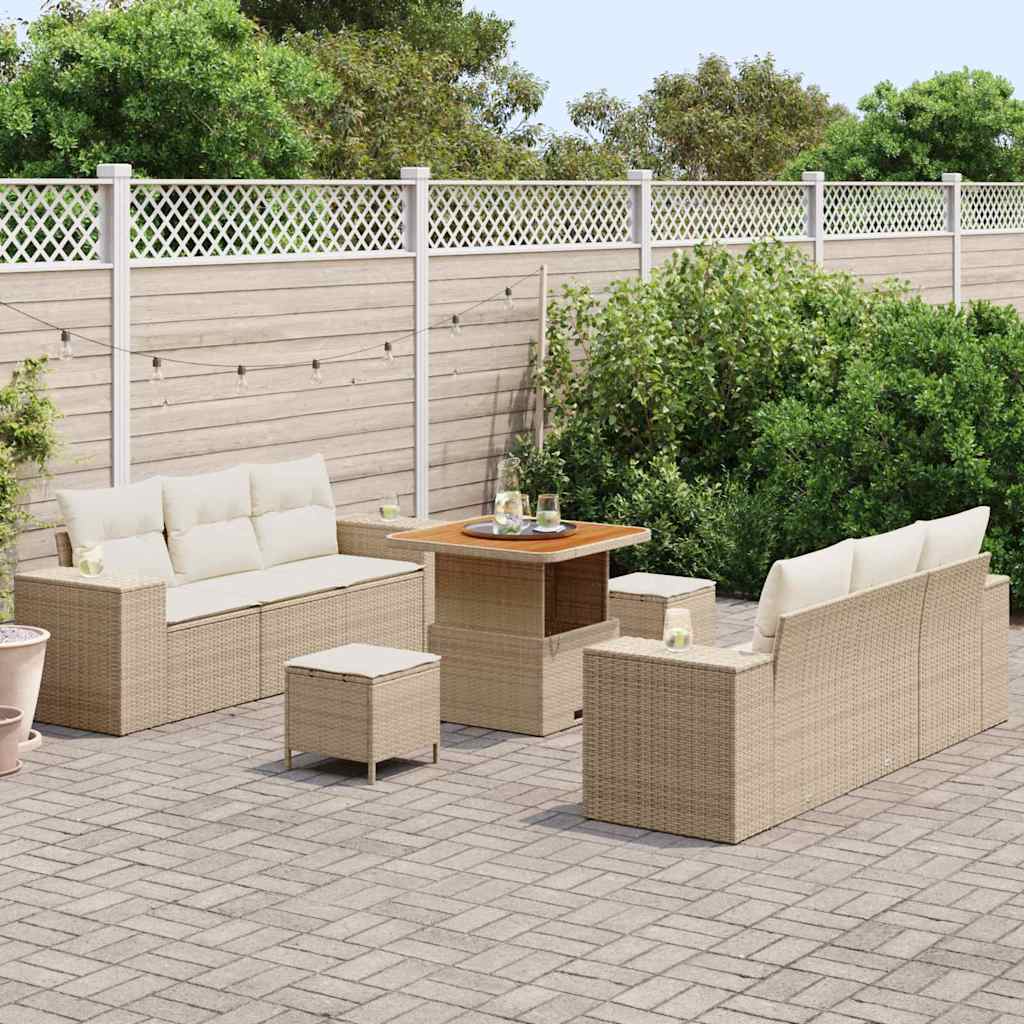 Gartensofa-set Beige und Creme Poly Rattan