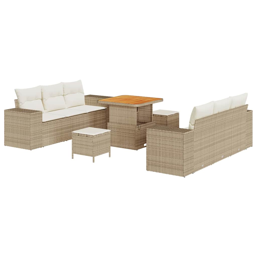 Gartensofa-set Beige und Creme Poly Rattan