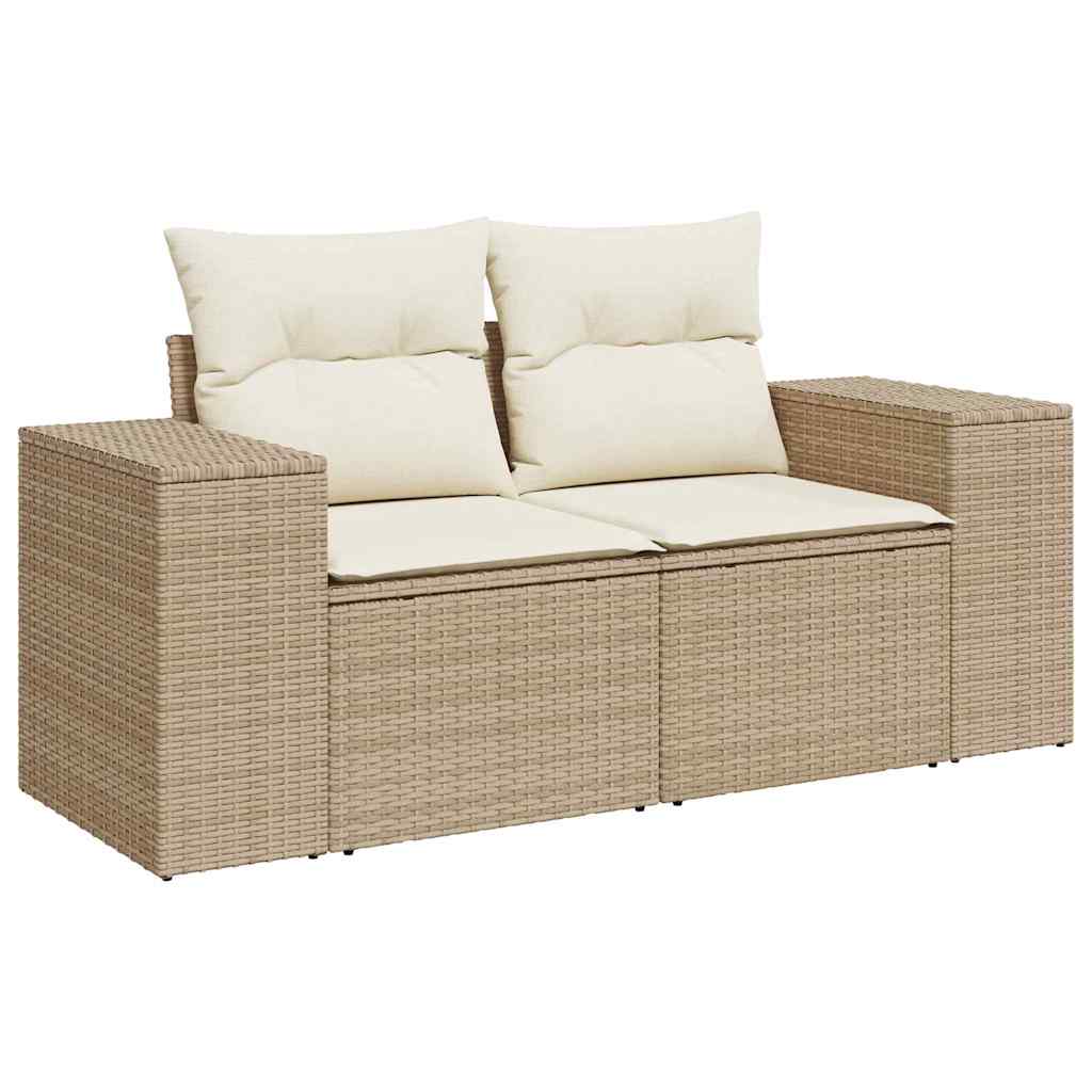 Gartensofa-set Beige und Creme Poly Rattan