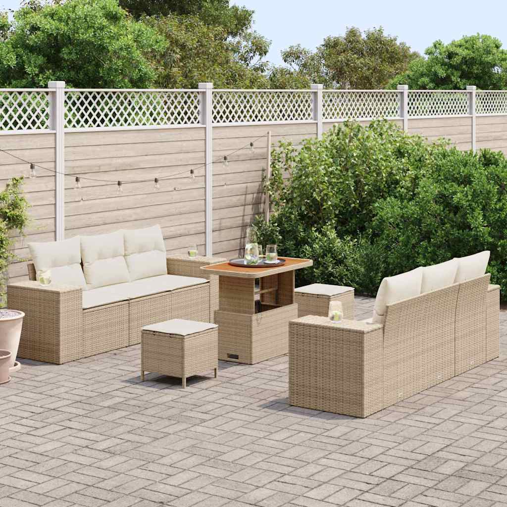 Gartensofa-set Beige und Creme Poly Rattan