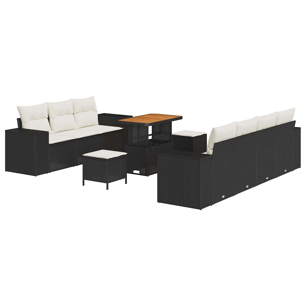 Gartensofa-set 10 stk. 9-Sitzanzahl Schwarz und Creme