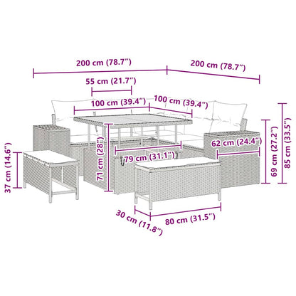 Gartensofa-set 8 stk. 7-Sitzanzahl Beige und Creme Poly-Rattan
