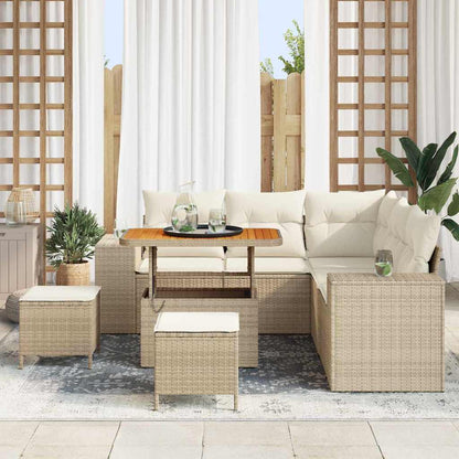 Gartensofa-set 8 stk. 7-Sitzanzahl Beige und Creme Poly-Rattan
