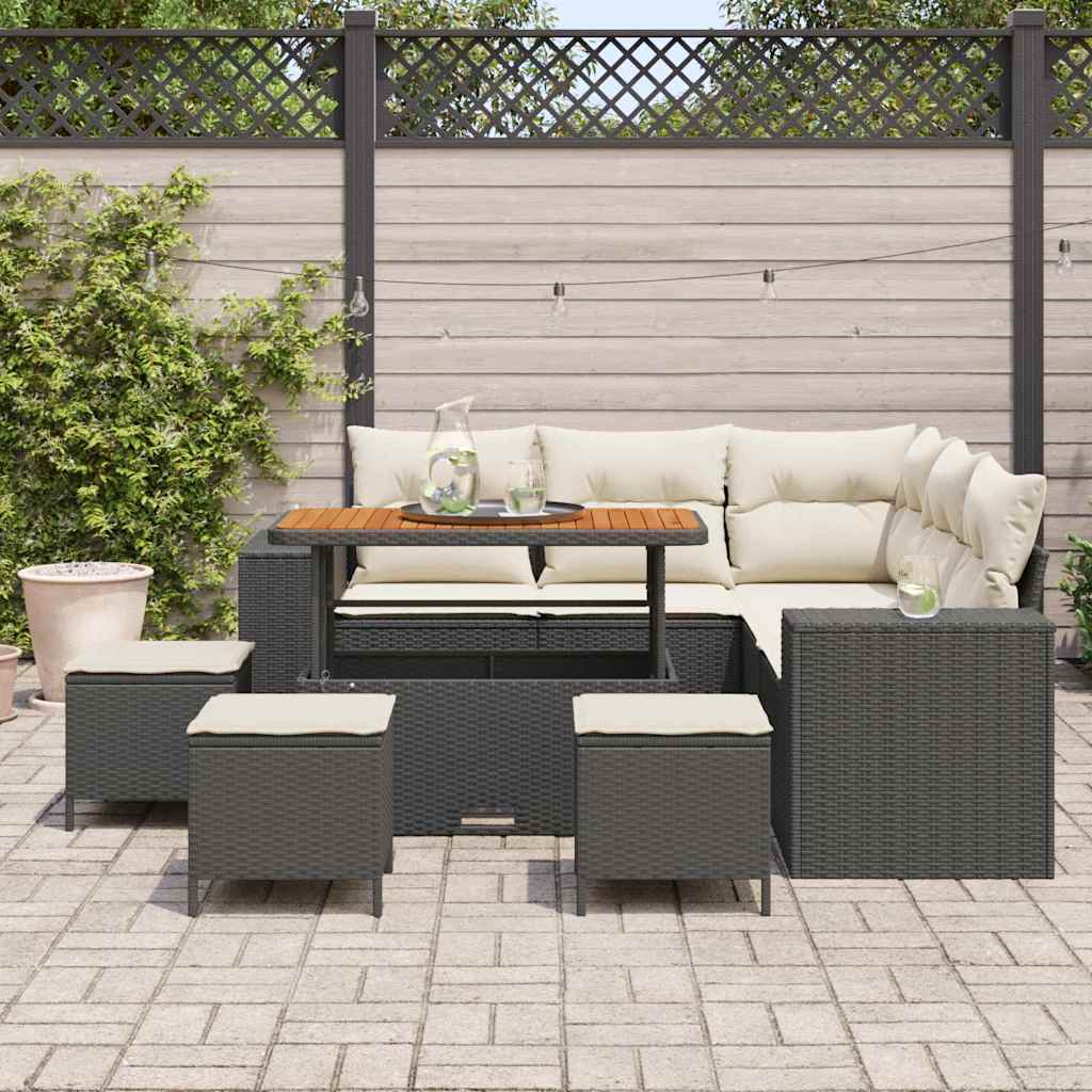 Gartensofa-set 9 stk. 8-Sitzanzahl Schwarz und Creme