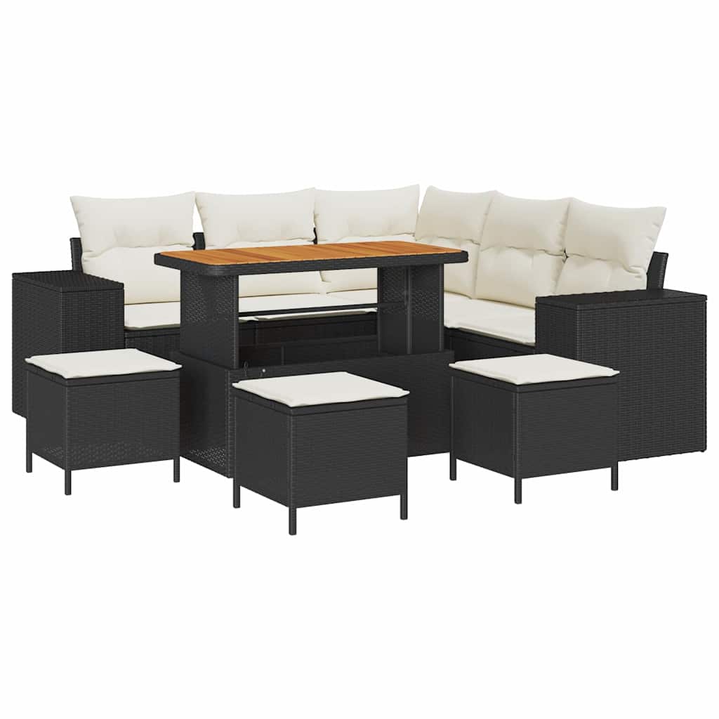 Gartensofa-set 9 stk. 8-Sitzanzahl Schwarz und Creme