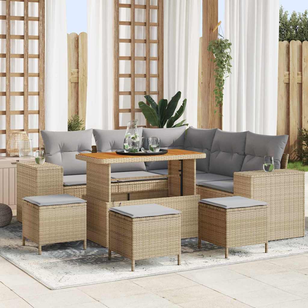 Gartensofa-set 9 stk. 8-Sitzanzahl Beige und Hellgrau