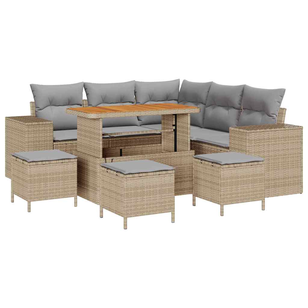 Gartensofa-set 9 stk. 8-Sitzanzahl Beige und Hellgrau