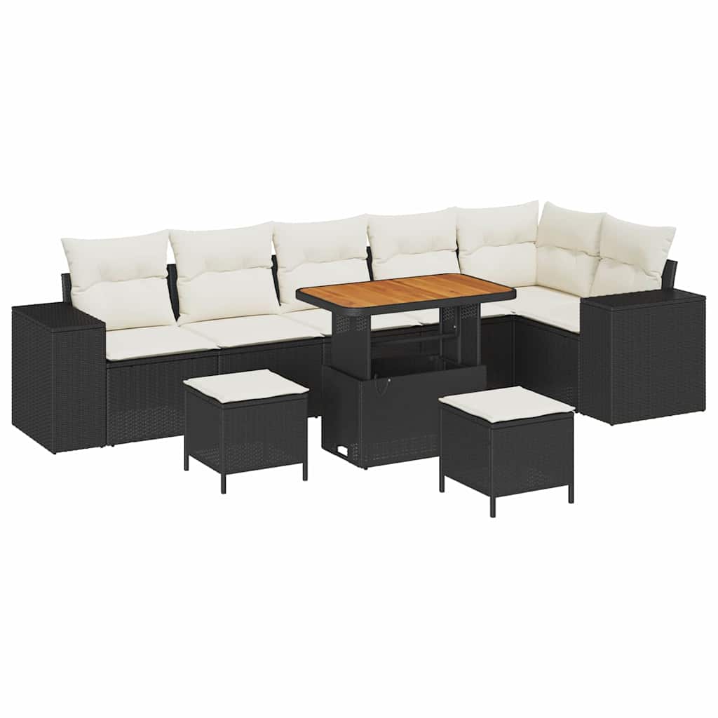 Gartensofa-set 9 stk. 6-Sitzanzahl Schwarz und Creme