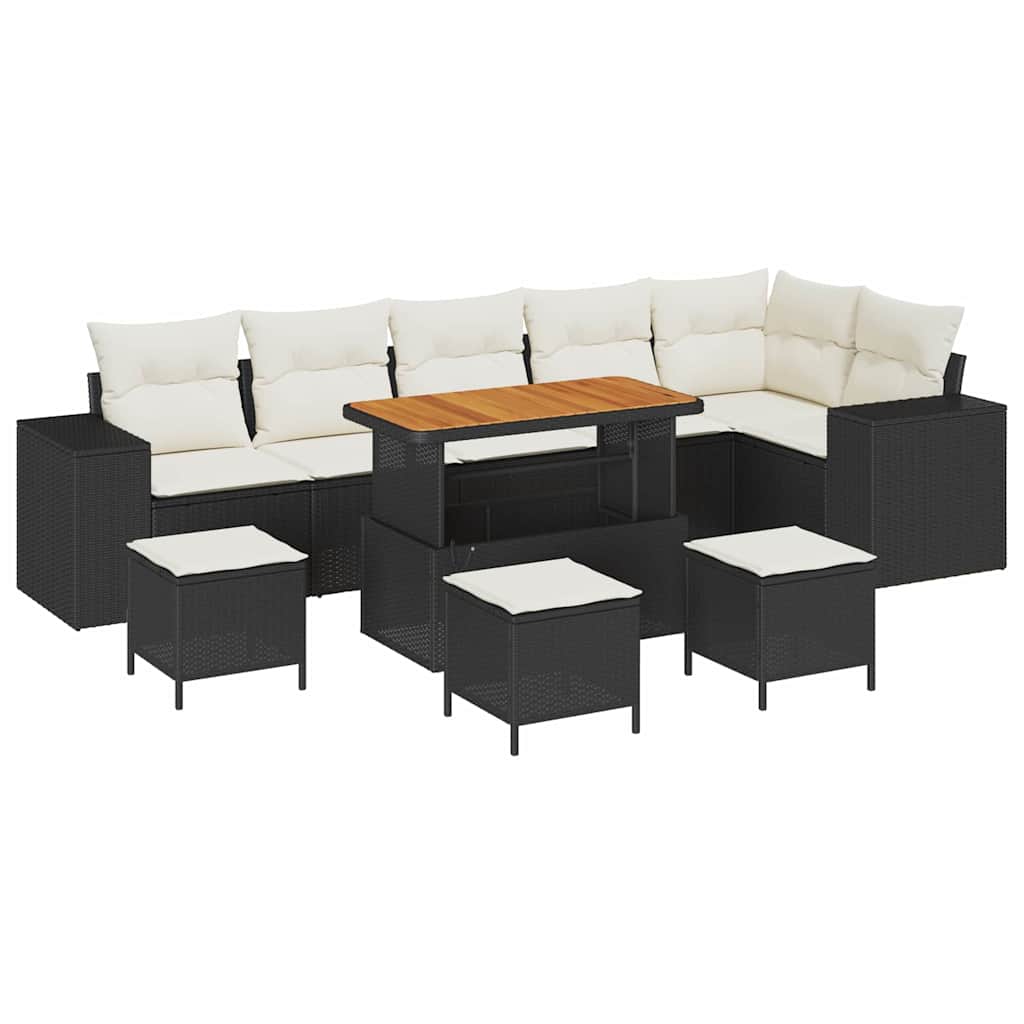 Gartensofa-set 10 stk. 6-Sitzanzahl Schwarz und Creme