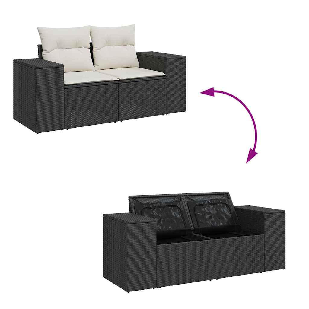 Gartensofa-set 10 stk. 6-Sitzanzahl Schwarz und Creme