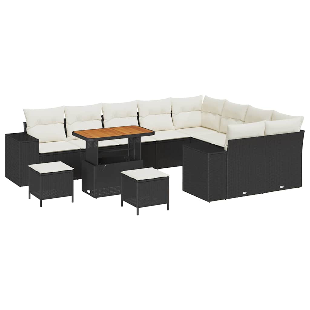 Garten-Sofa-Set mit Kissen mit Kissen 12 pcs Schwarz und Creme