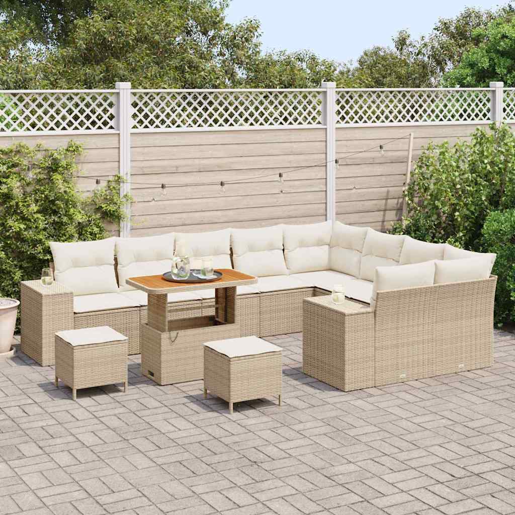 Gartensofa-set 12 stk. 9-Sitzanzahl Beige und Creme Poly-Rattan