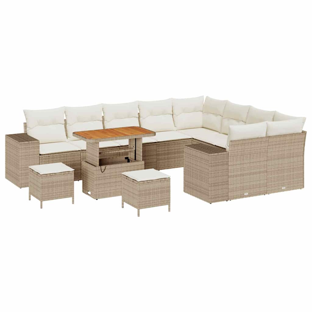 Gartensofa-set 12 stk. 9-Sitzanzahl Beige und Creme Poly-Rattan
