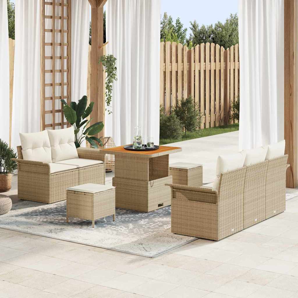 Garten-Sofa-Set 8 stk. 7-Sitzanzahl Beige und Creme
