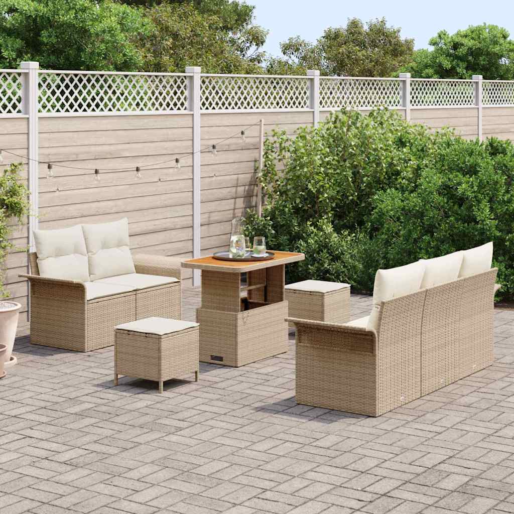 Garten-Sofa-Set 8 stk. 7-Sitzanzahl Beige und Creme