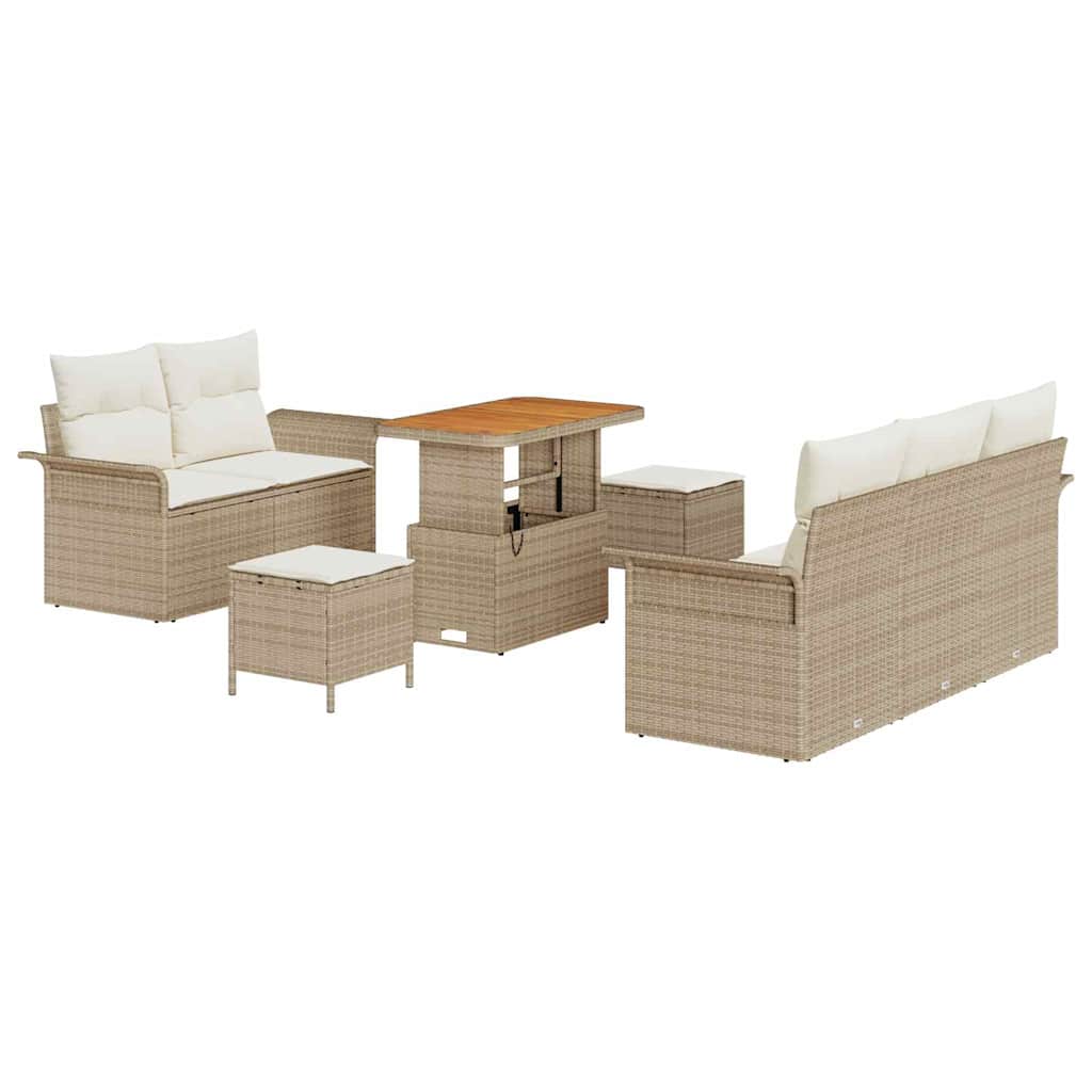 Garten-Sofa-Set 8 stk. 7-Sitzanzahl Beige und Creme
