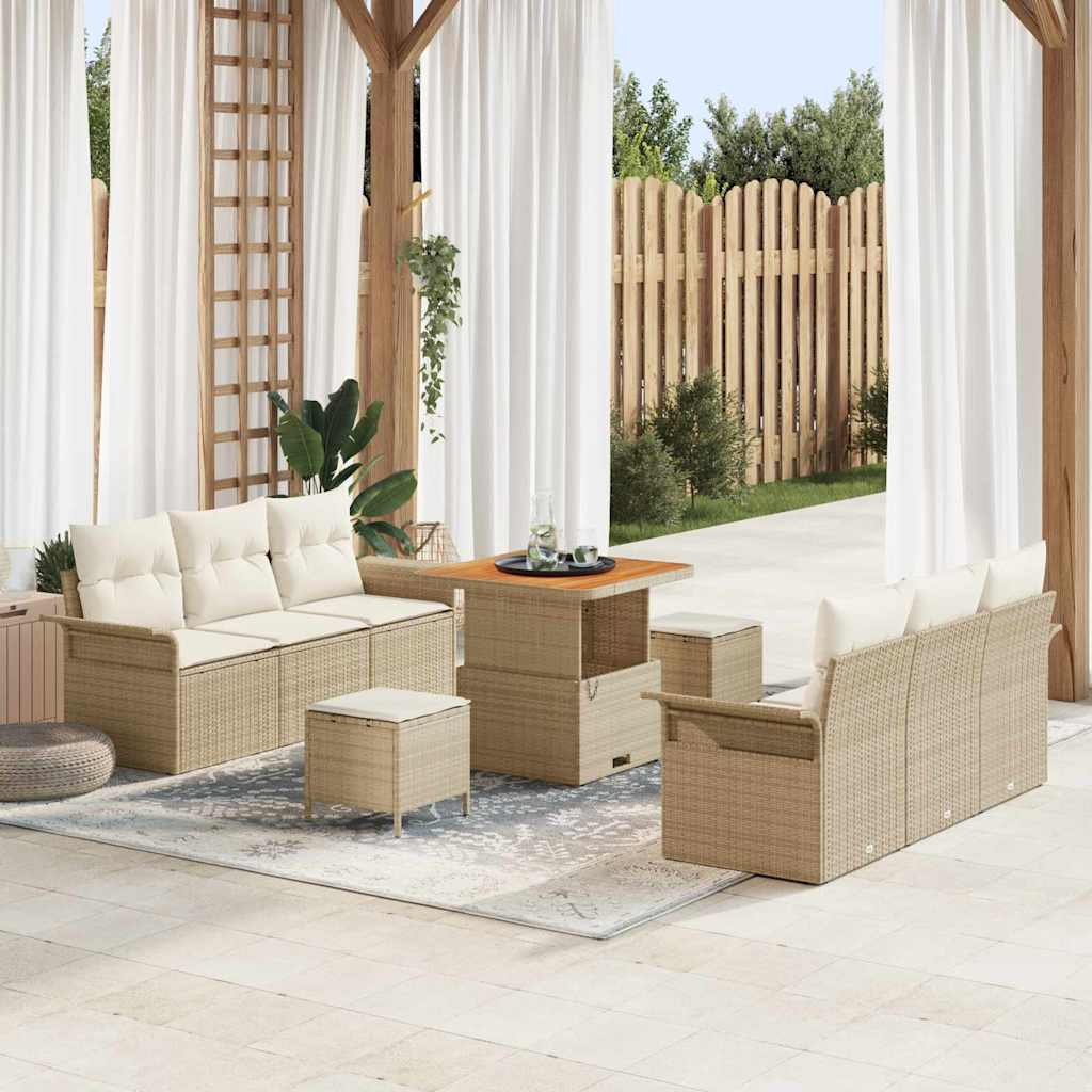 Garten-Sofa-Set 9 Stk. 8-Sitzanzahl Beige