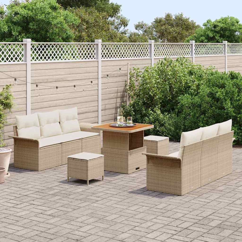 Garten-Sofa-Set 9 Stk. 8-Sitzanzahl Beige
