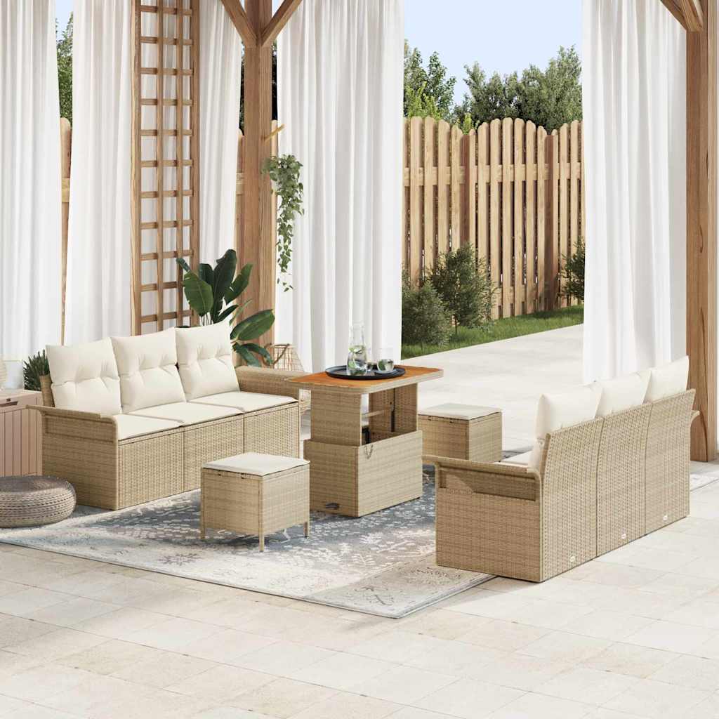 Garten-Sofa-Set 9 Stk. 8-Sitzanzahl Beige