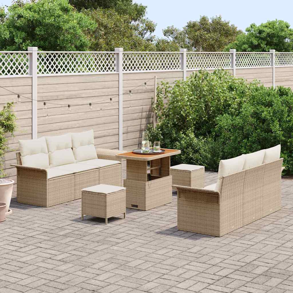 Garten-Sofa-Set 9 Stk. 8-Sitzanzahl Beige