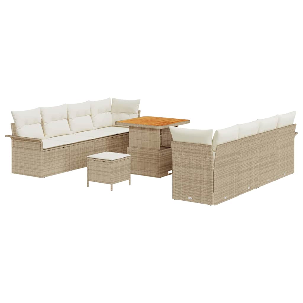 Garten-Sofa-Set mit Kissen Beige und Creme 80 x 80 x 71 cm