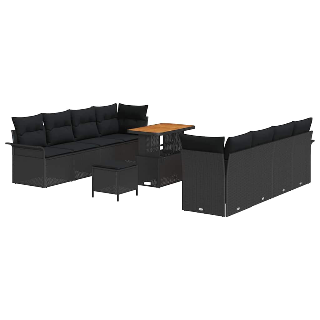 Garten-Sofa-Set mit Kissen mit Speicher Schwarz 90 x 55 x 71 cm