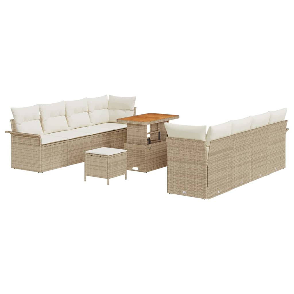 Garten-Sofa-Set mit Kissen Beige und Creme 90 x 55 x 71 cm