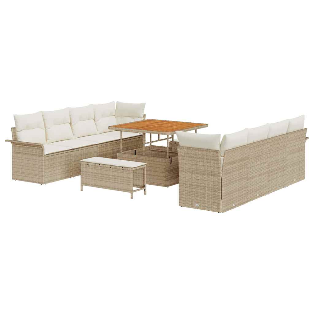 Garten-Sofa-Set mit Kissen Beige und Creme 100 x 100 x 71 cm
