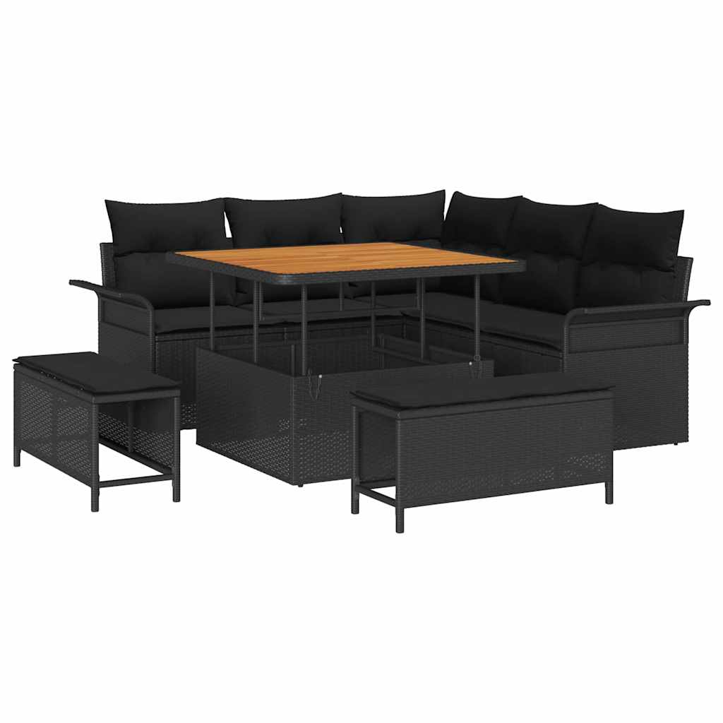 Garten-Sofa-Set 8 stk. 7-Sitzanzahl Schwarz