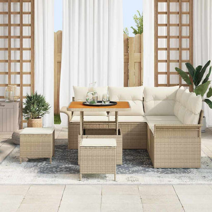 Garten-Sofa-Set 8 stk. 7-Sitzanzahl Beige und Creme