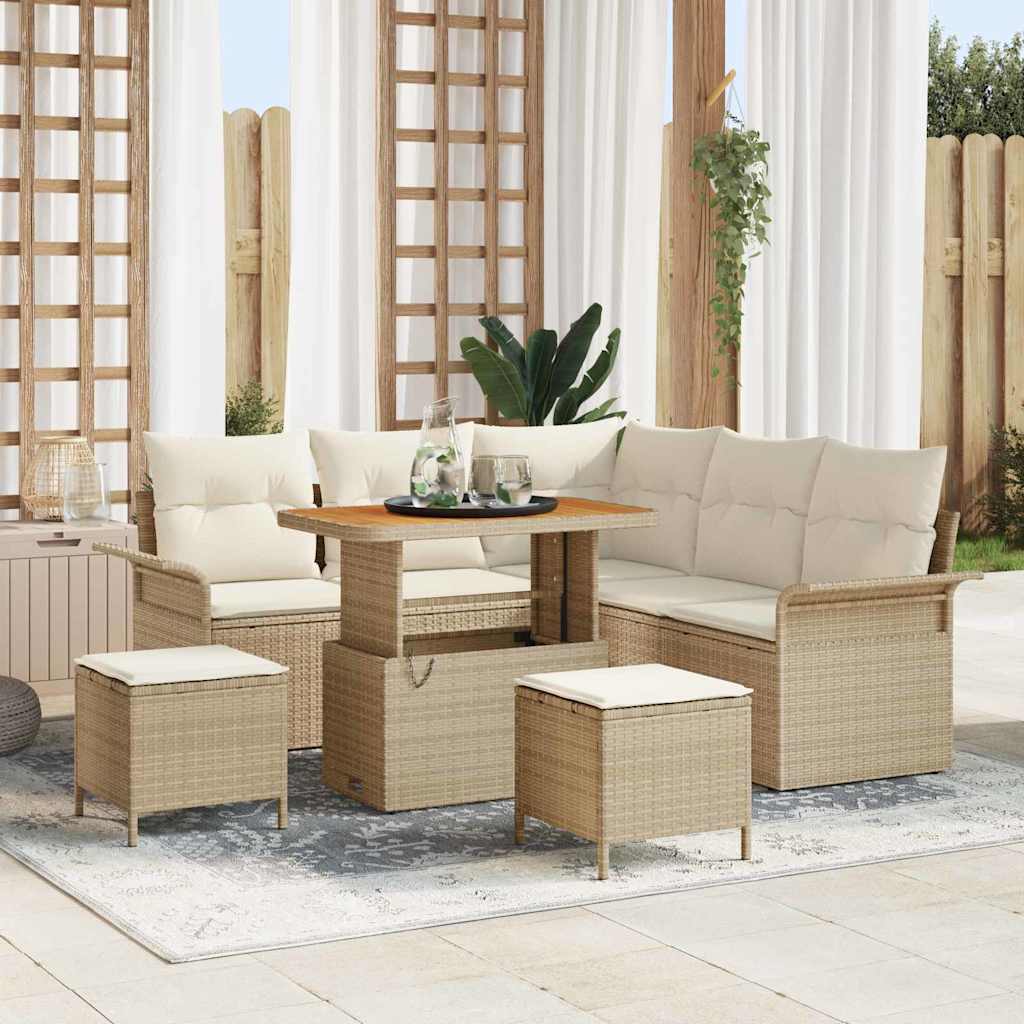 Garten-Sofa-Set 8 stk. 7-Sitzanzahl Beige und Creme