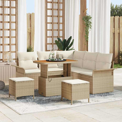 Garten-Sofa-Set 8 stk. 7-Sitzanzahl Beige und Creme