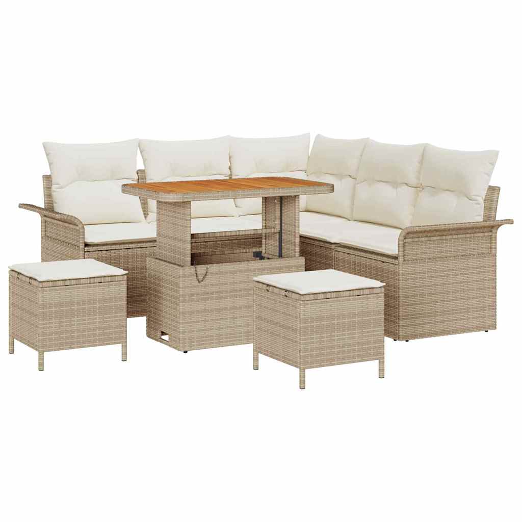 Garten-Sofa-Set 8 stk. 7-Sitzanzahl Beige und Creme