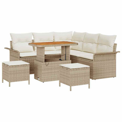 Garten-Sofa-Set 8 stk. 7-Sitzanzahl Beige und Creme