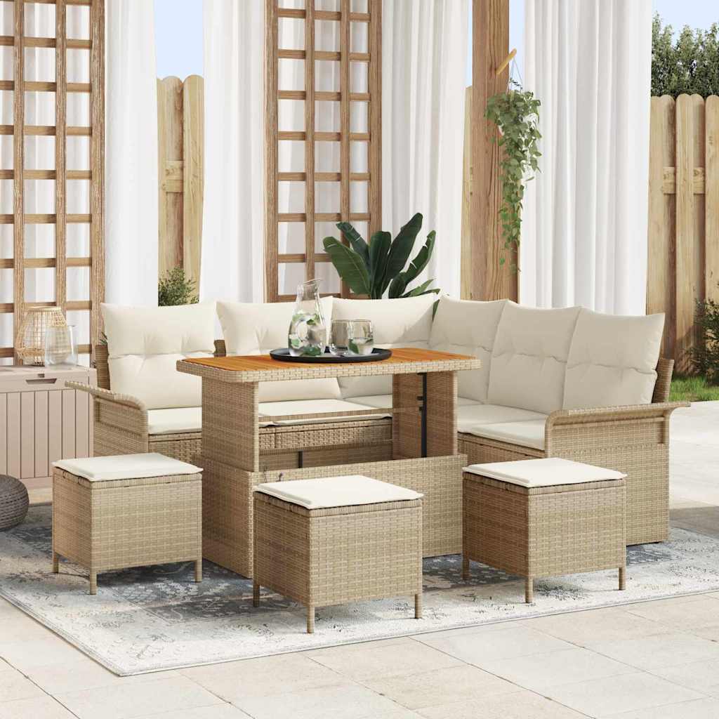 Garten-Sofa-Set 9 stk. 8-Sitzanzahl Beige und Creme