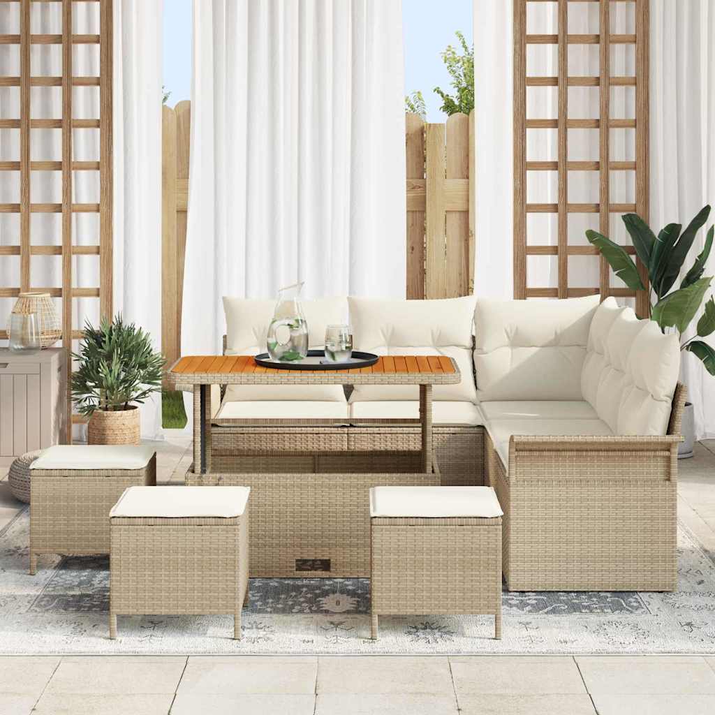 Garten-Sofa-Set 9 stk. 8-Sitzanzahl Beige und Creme