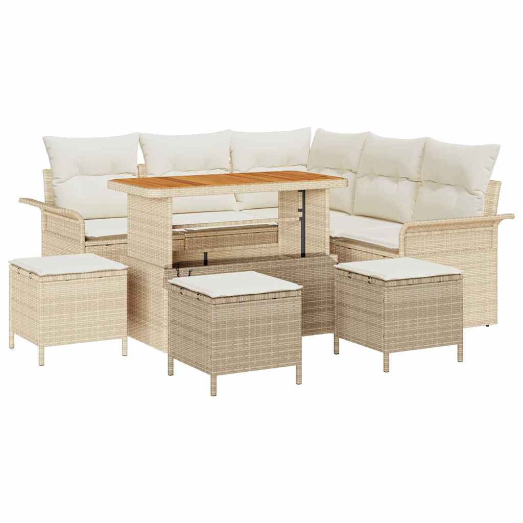 Garten-Sofa-Set 9 stk. 8-Sitzanzahl Beige und Creme