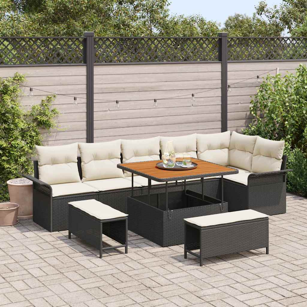 Garten-Sofa-Set 9 stk. 8-Sitzanzahl Schwarz
