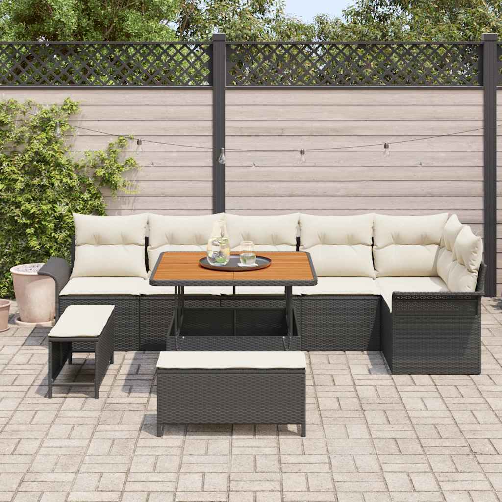 Garten-Sofa-Set 9 stk. 8-Sitzanzahl Schwarz