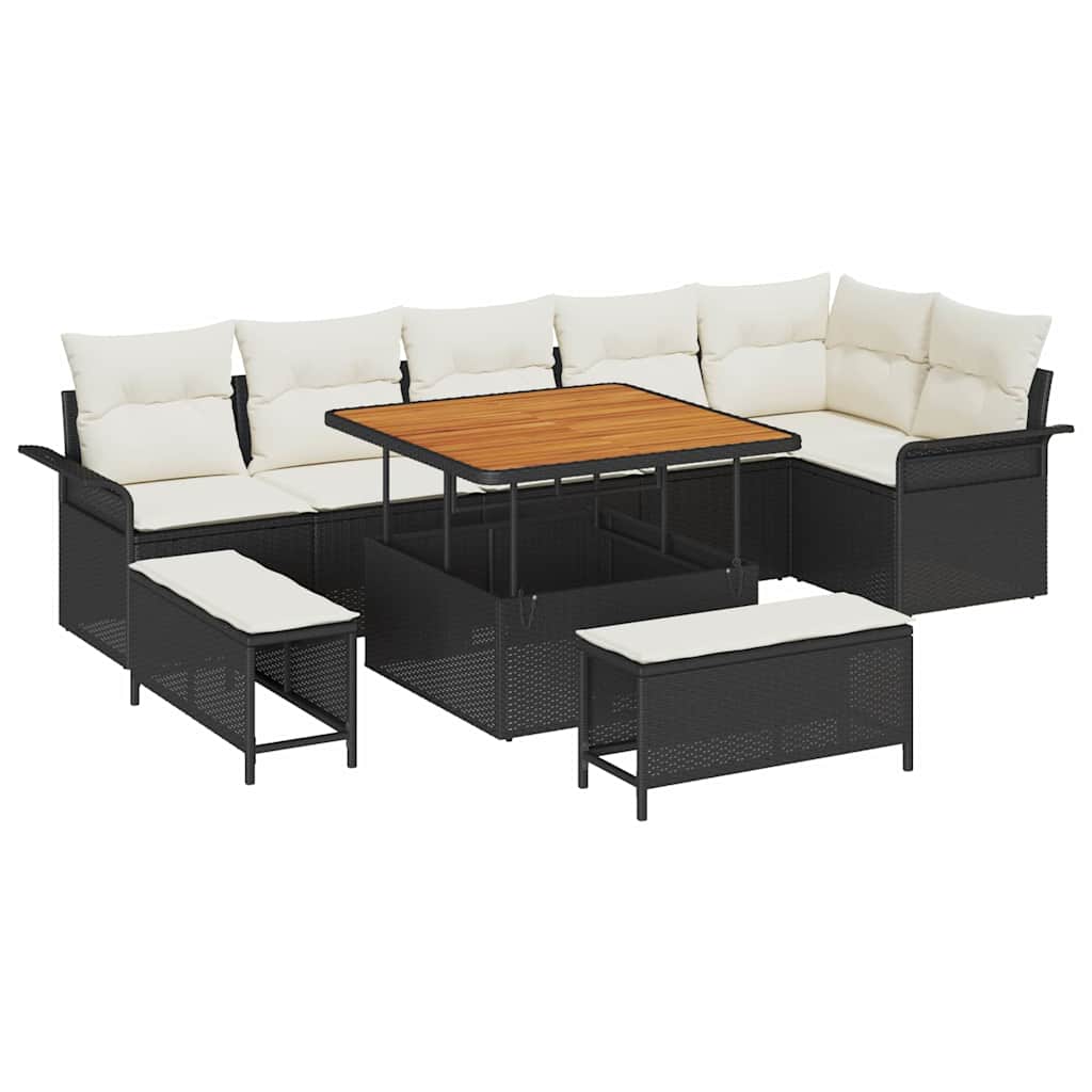 Garten-Sofa-Set 9 stk. 8-Sitzanzahl Schwarz