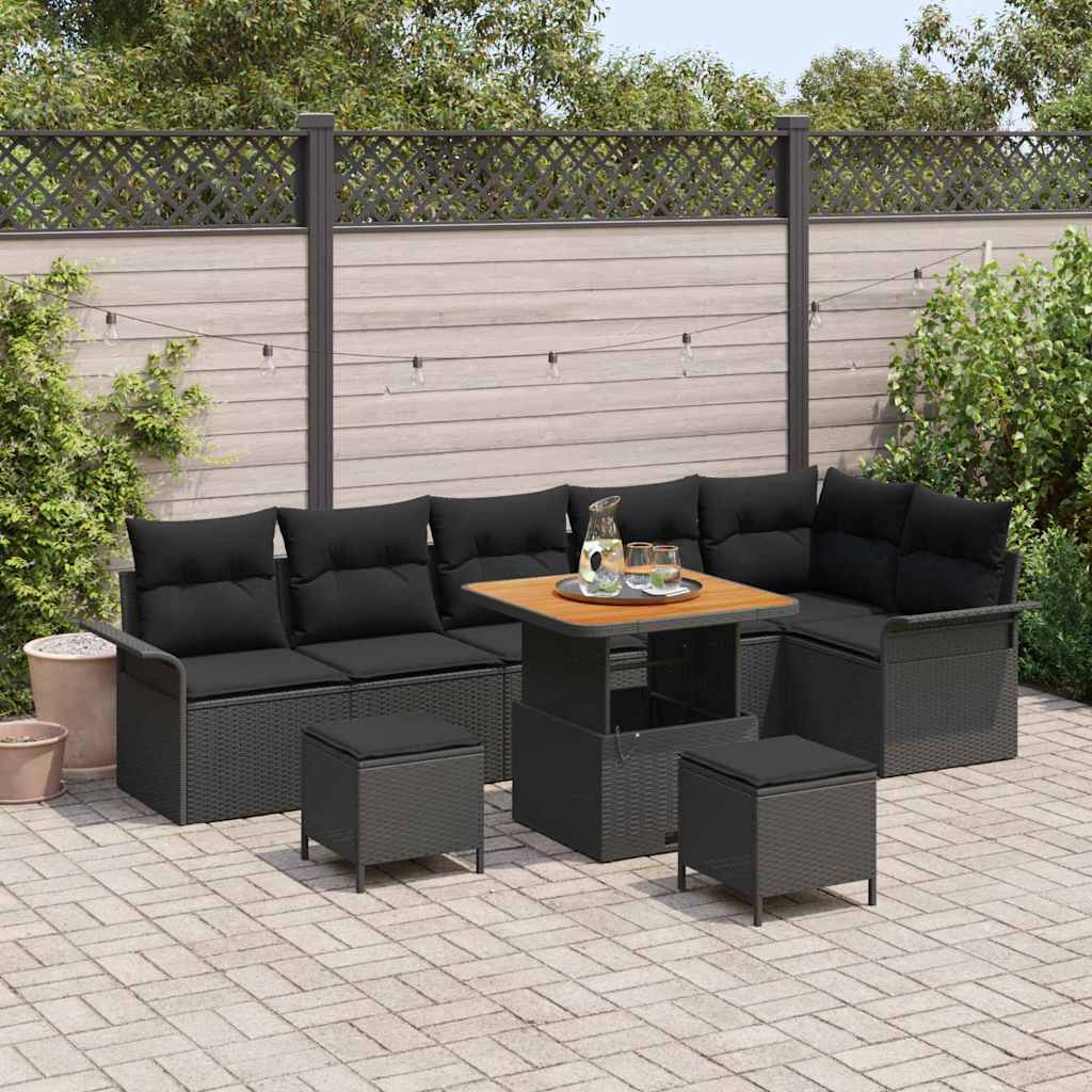 Garten-Sofa-Set 9 stk. 8-Sitzanzahl Schwarz