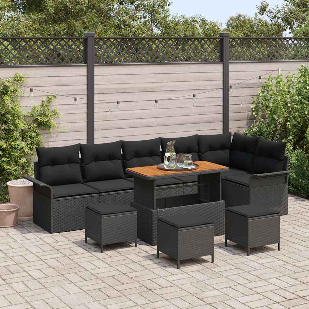 Garten-Sofa-Set 10 stk. 9-Sitzanzahl Schwarz