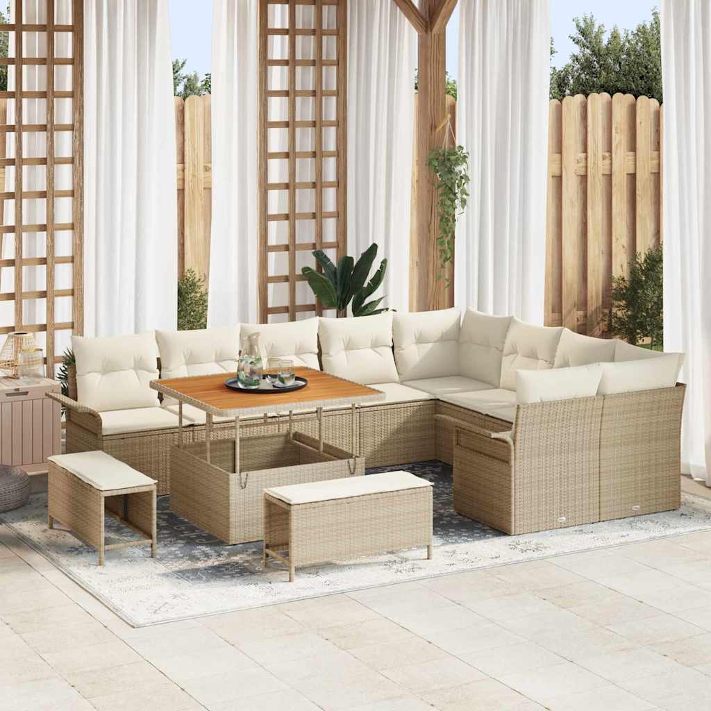 Garten-Sofa-Set 12 stk. 11-Sitzanzahl Beige und Creme