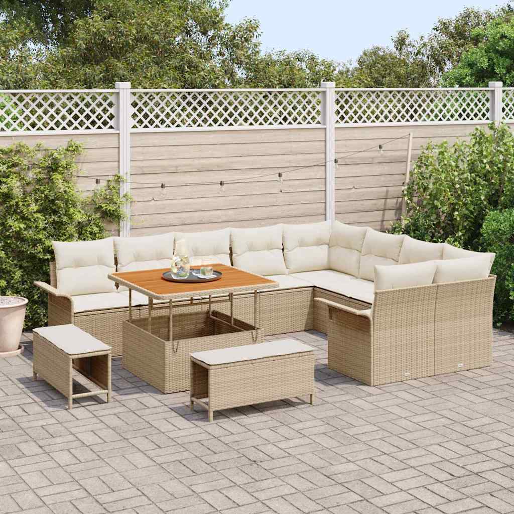 Garten-Sofa-Set 12 stk. 11-Sitzanzahl Beige und Creme