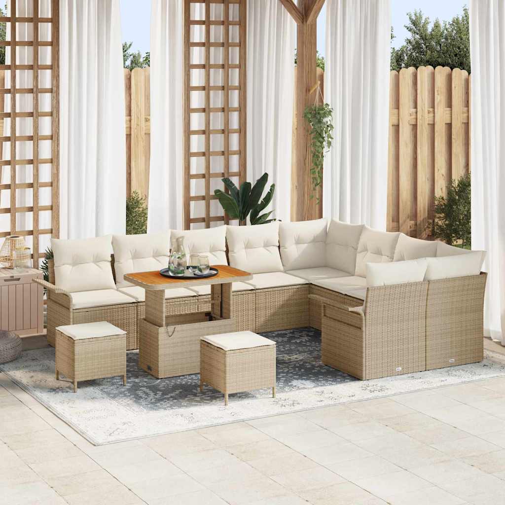 Garten-Sofa-Set 12 stk. 11-Sitzanzahl Beige und Creme