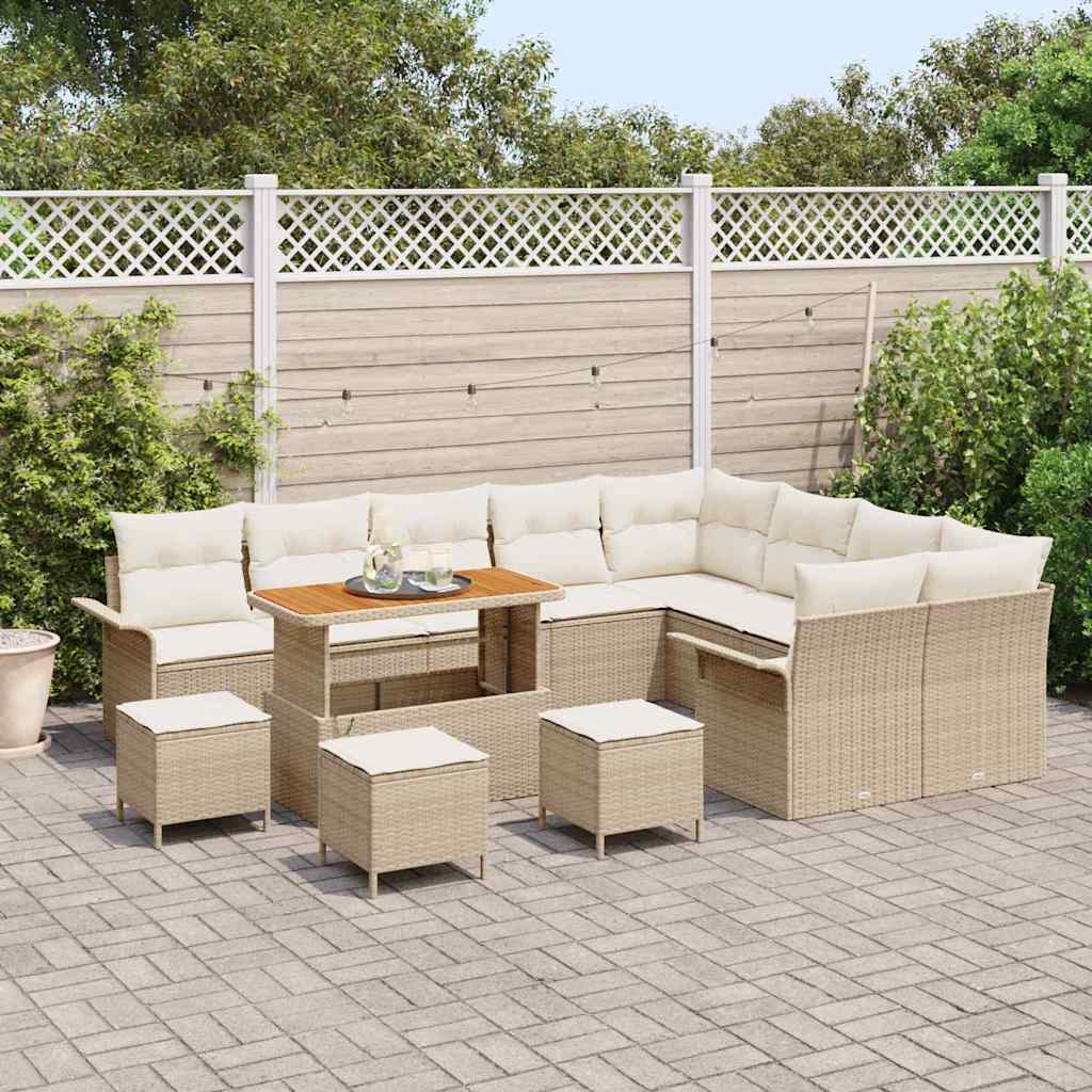 Garten-Sofa-Set 13 stk. 12-Sitzanzahl Beige und Creme